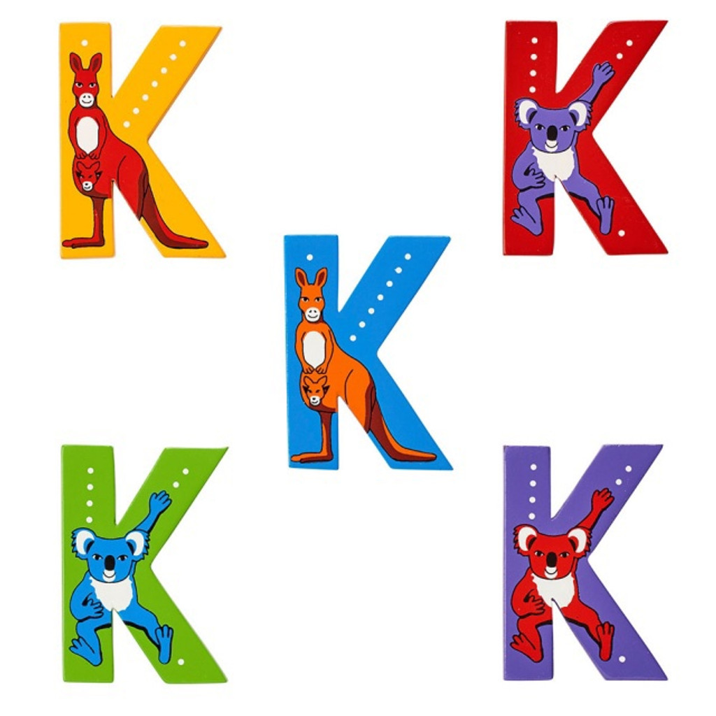 'K' Wooden Animal Letter