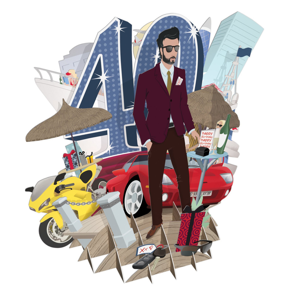 40 Birthday Man - Top of the World Pop Up Greetings Card TW036