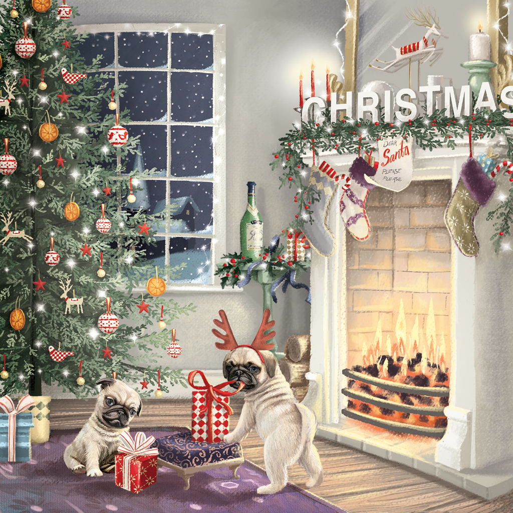 It's A Pug's Life Christmas Greeting Card XB010