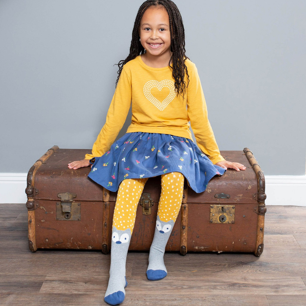 Little Cub Tights - Mustard With Cream Speckle