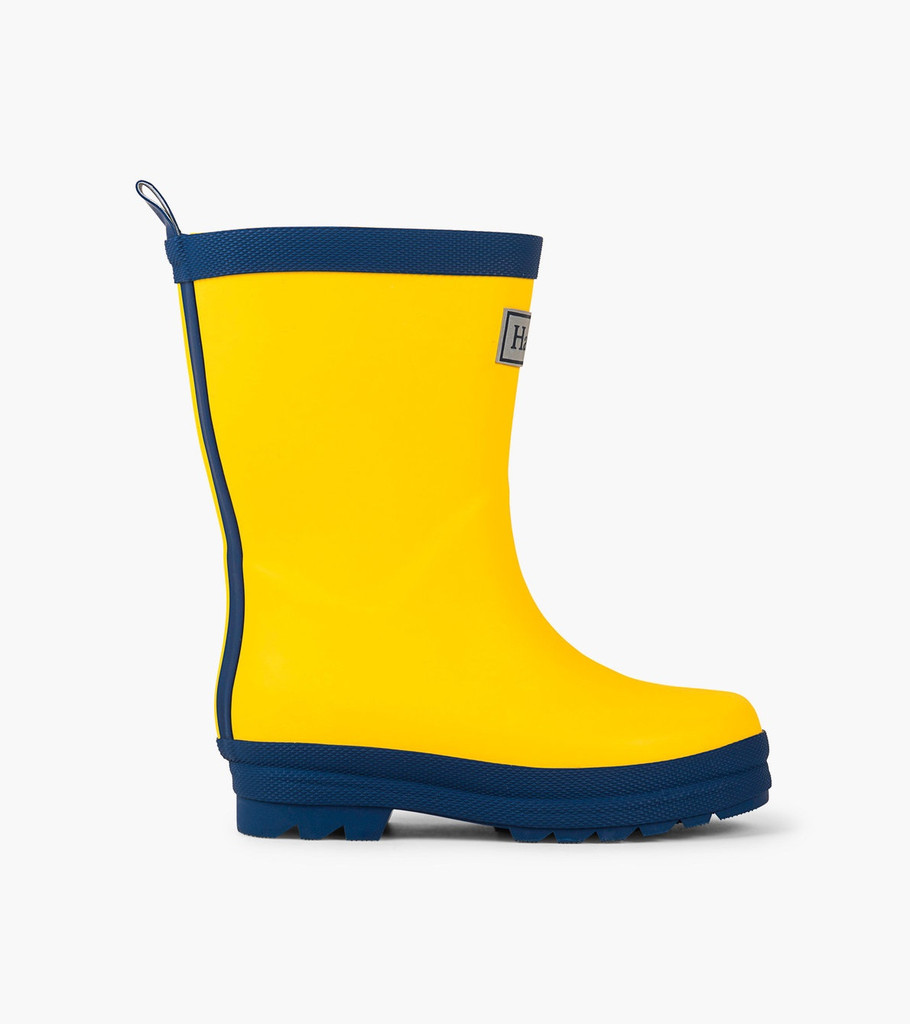 Yellow & Navy Matte Rain Boots