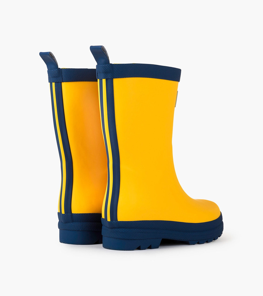 Yellow & Navy Matte Rain Boots