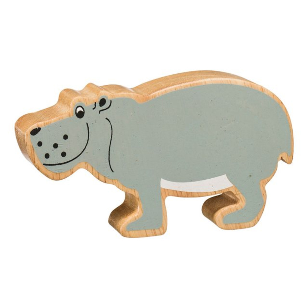 Natural Wooden Grey Hippo