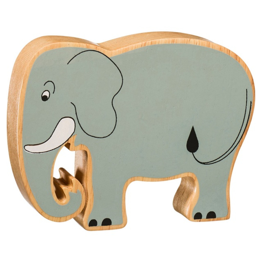 Natural Wooden Grey Elephant