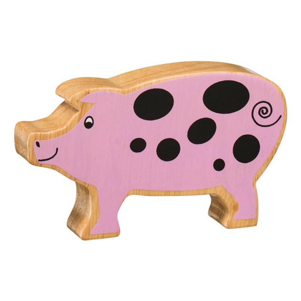 Natural Wooden Pink Pig