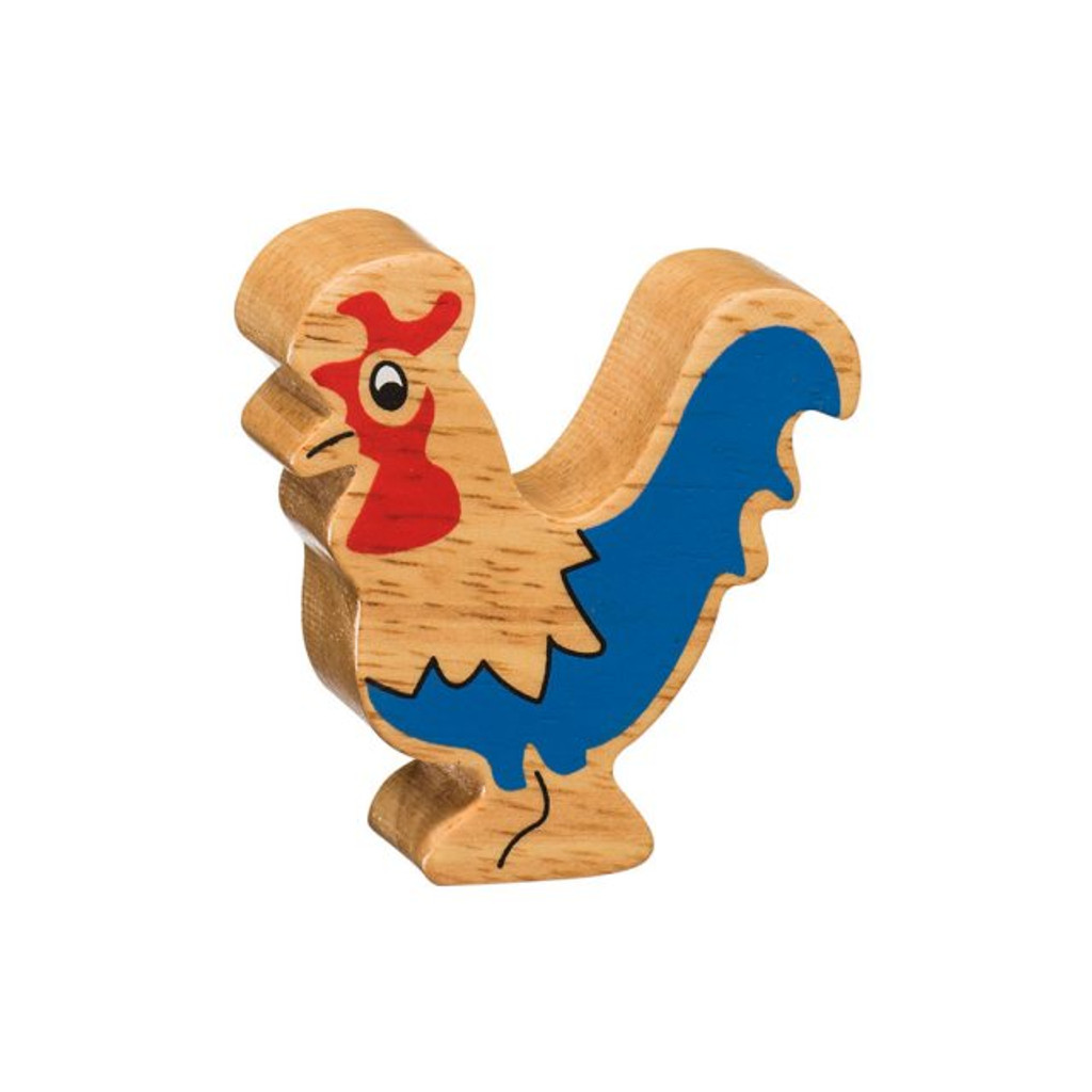 Natural Wooden Blue Cockerel