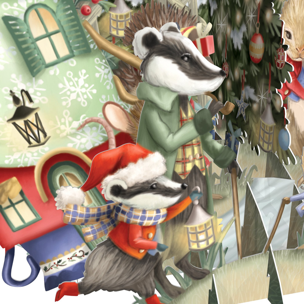 Christmas Bunnies - 3D Christmas Card XTW011