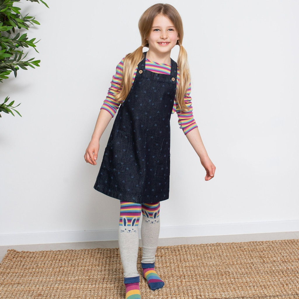 Polka Heart Denim Pinafore