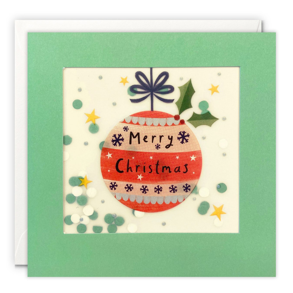 Merry Christmas Bauble Paper Shakies Card - RPP3637