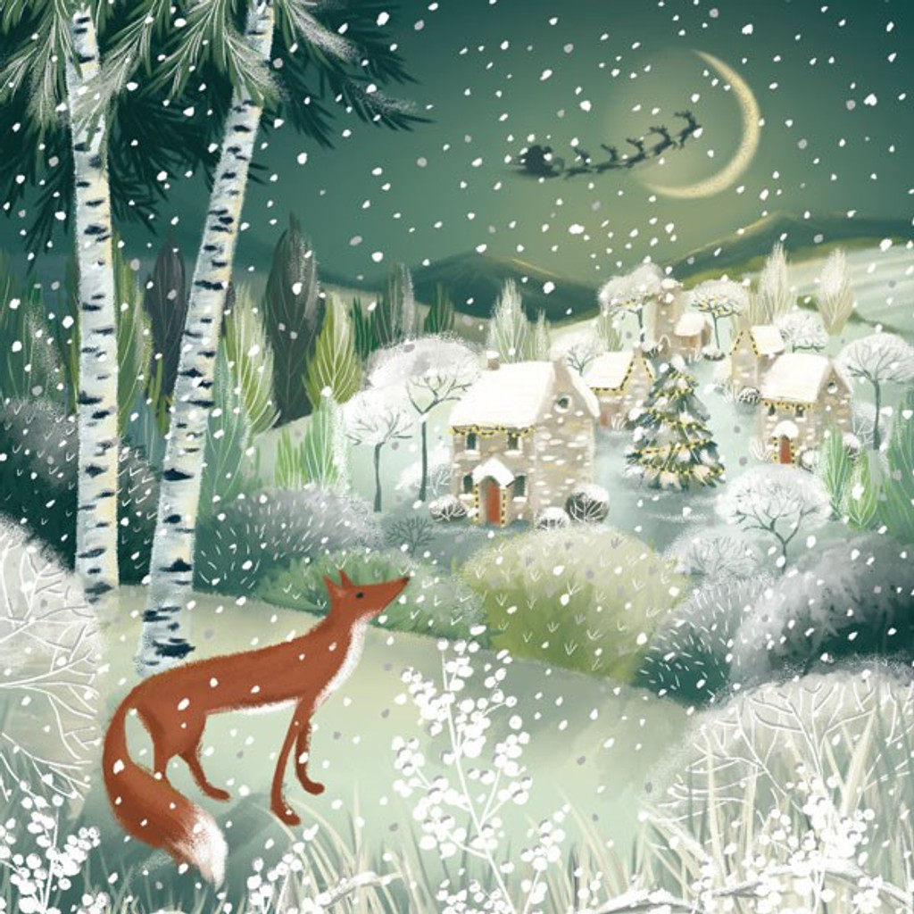 Xmas Card 6 Pack - Fox & Snowy Village XP352A