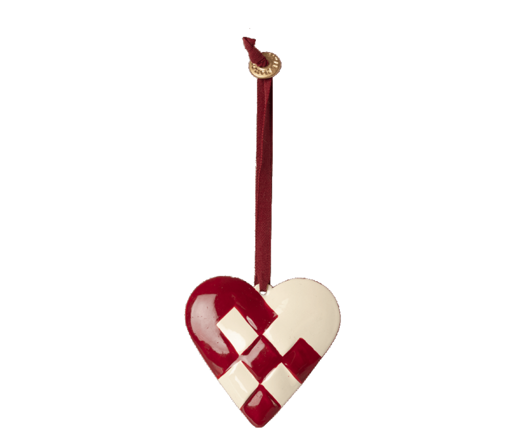 Metal Ornament - Red Braided Heart