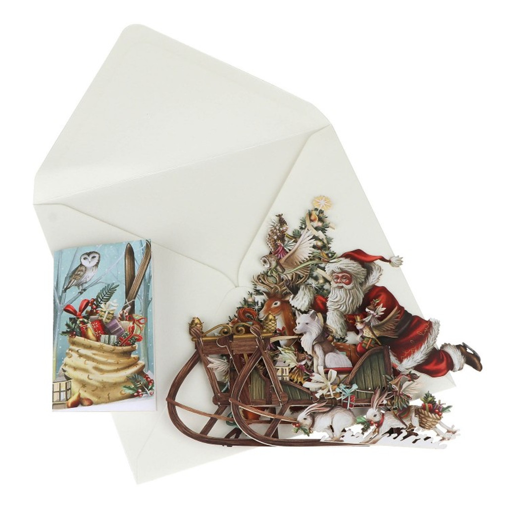 Woodland Sleigh 3D Pop Up Christmas Card X3D014