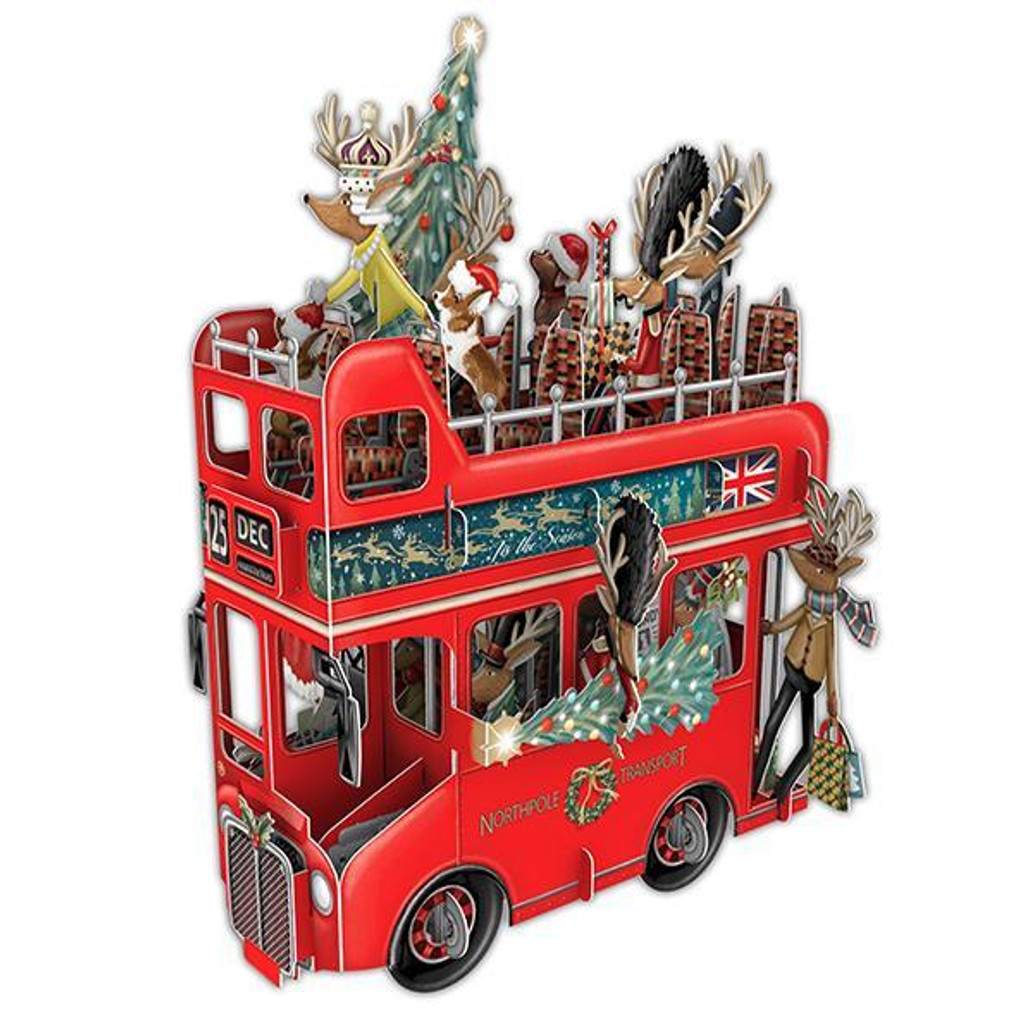Santa's Red Bus" - 3D Pop Up Christmas Card X3D018