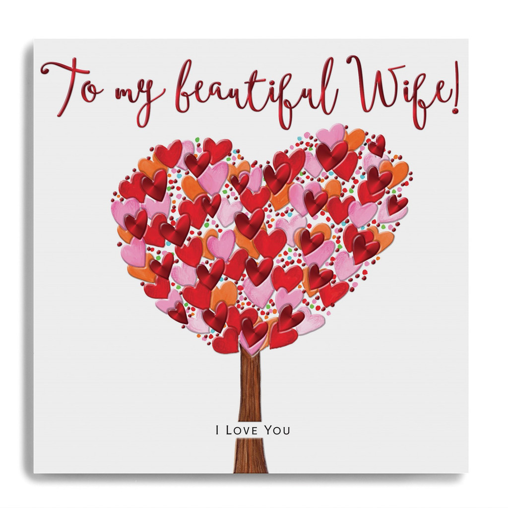 To My Beautiful Wife - I Love You - Large Tree with Heart Leaves LHV14