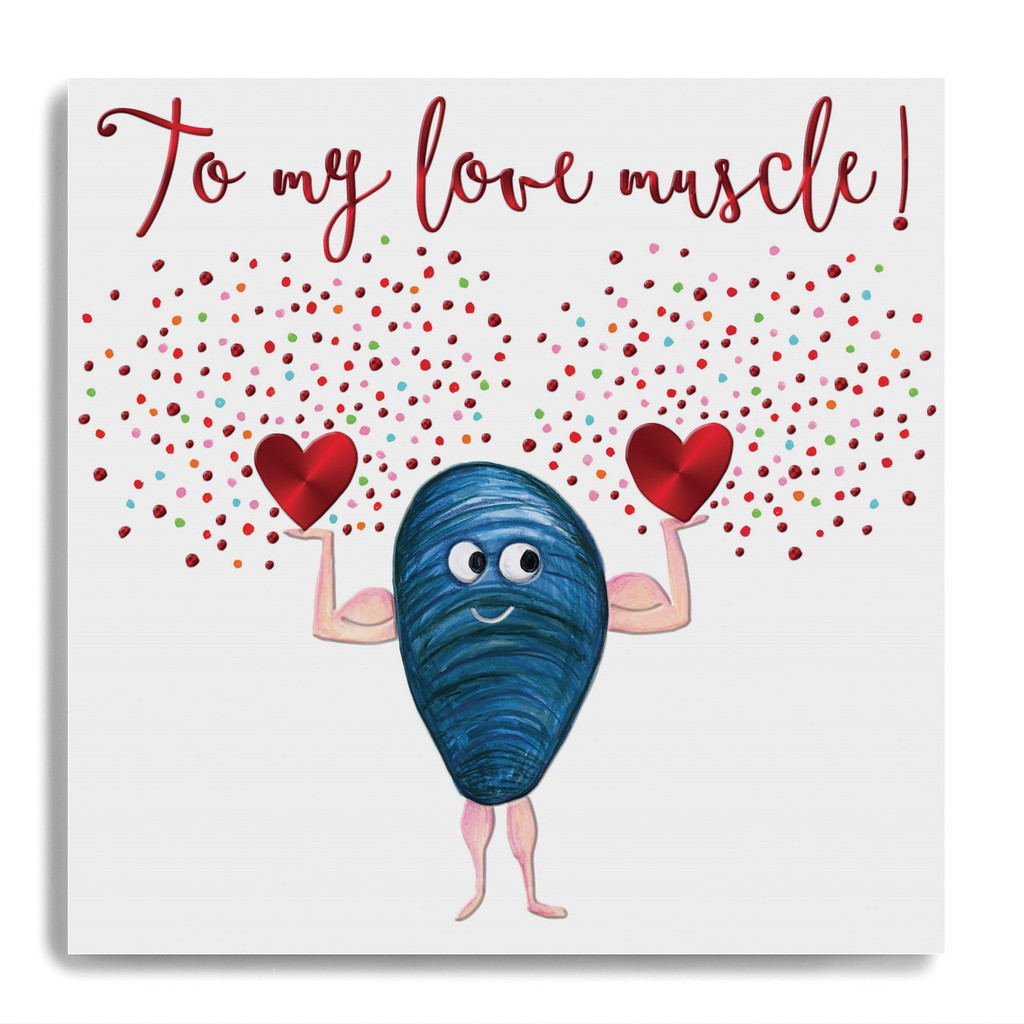 To My Love Muscle - Mussel Holding Hearts LHV11