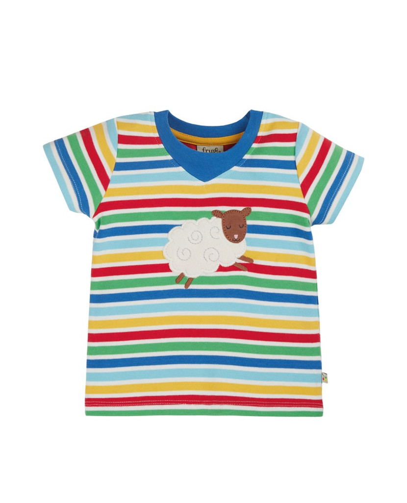 Easy On Tee - Cobalt Rainbow Stripe/Sheep