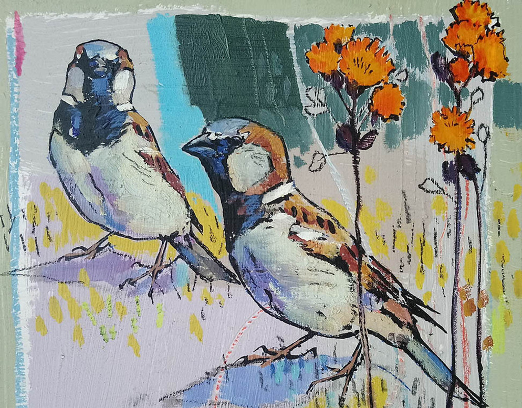 Sparrows and Fox and Cubs Greetings Card