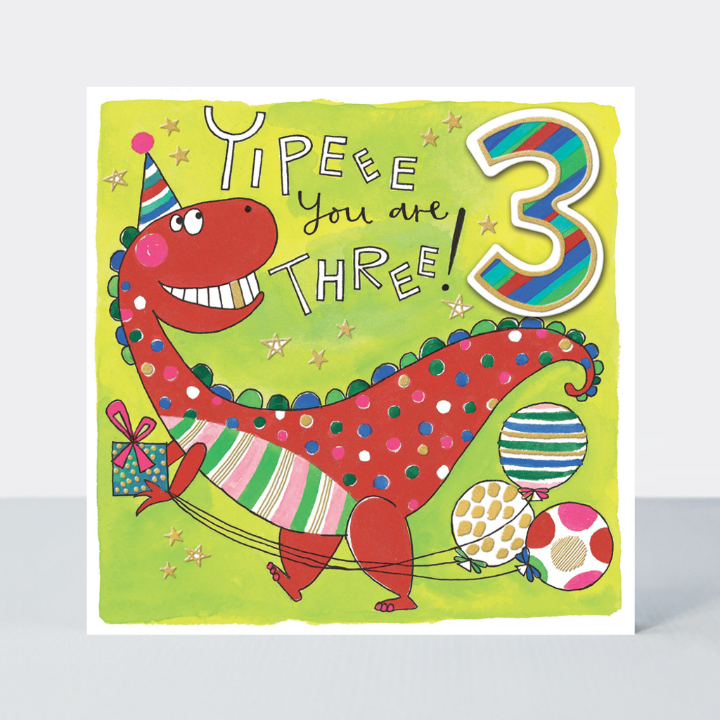 Age 3 Dinosaur With Balloons CHAT6