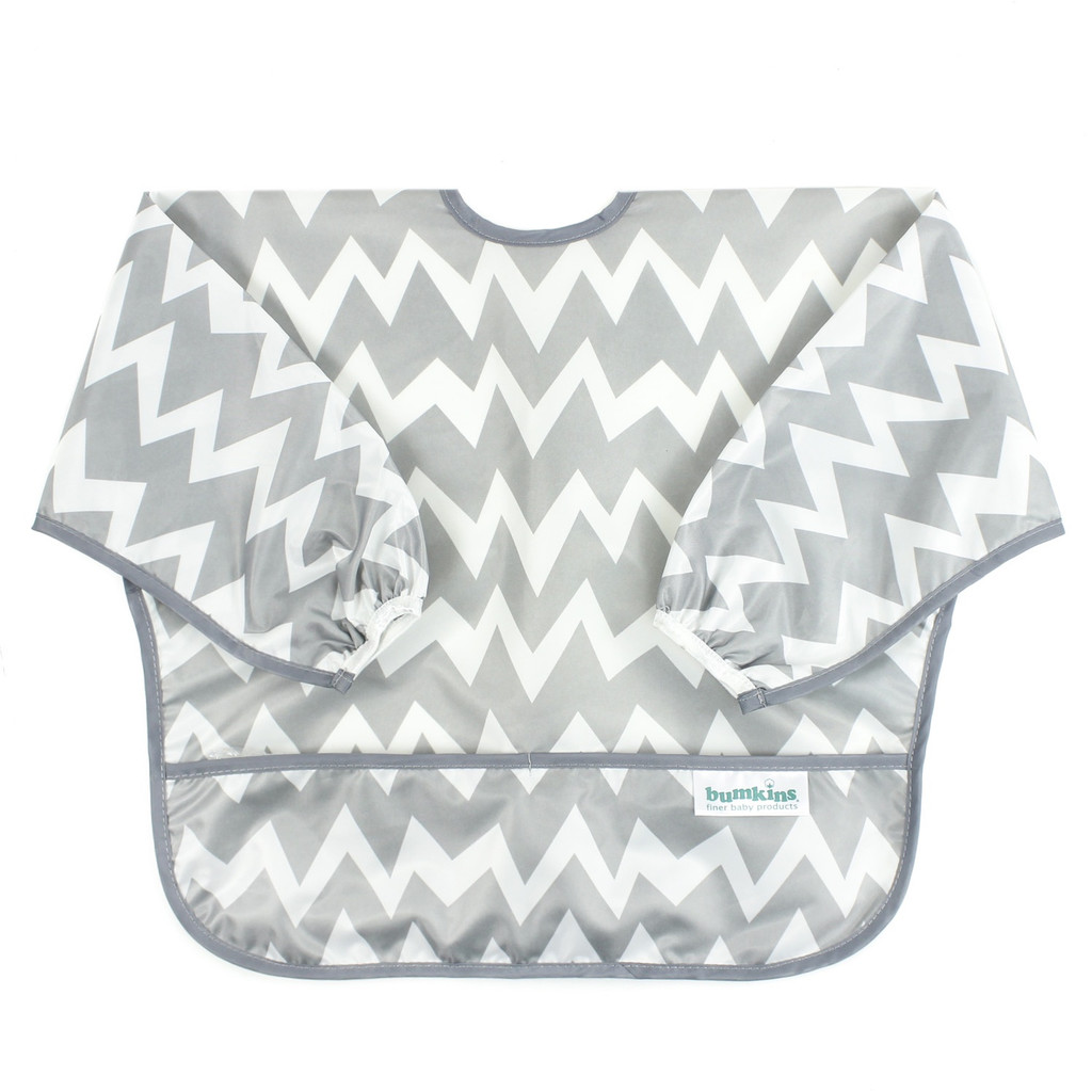 Sleeved Bib - Grey Chevron