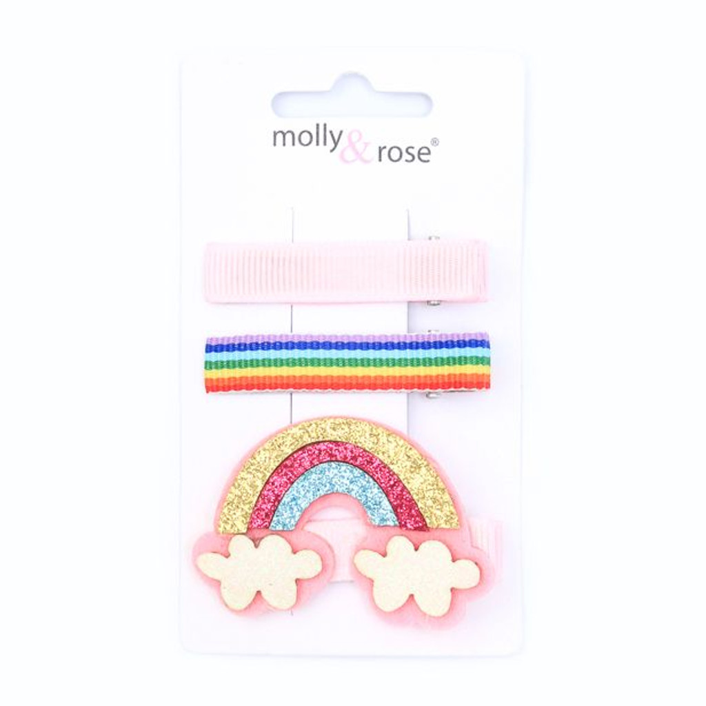 3 Rainbow Mix Hair Clips 5cm