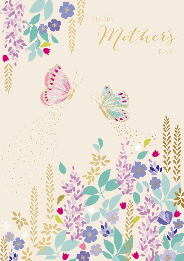 Mum Butterflies On Cream SAMM17A