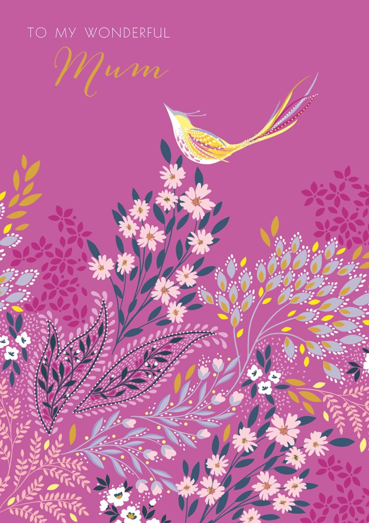 Wondeful Mum Pink Floral Bird SAMM23A