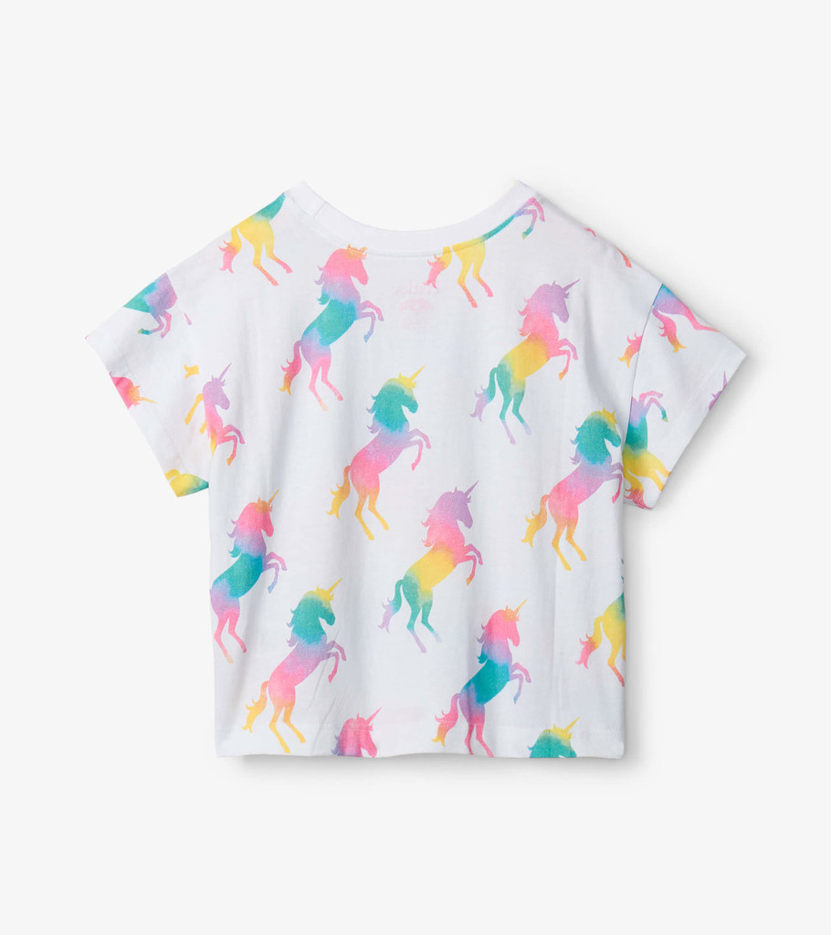 Unicorn Rainbow Pleated Slouchy Tee