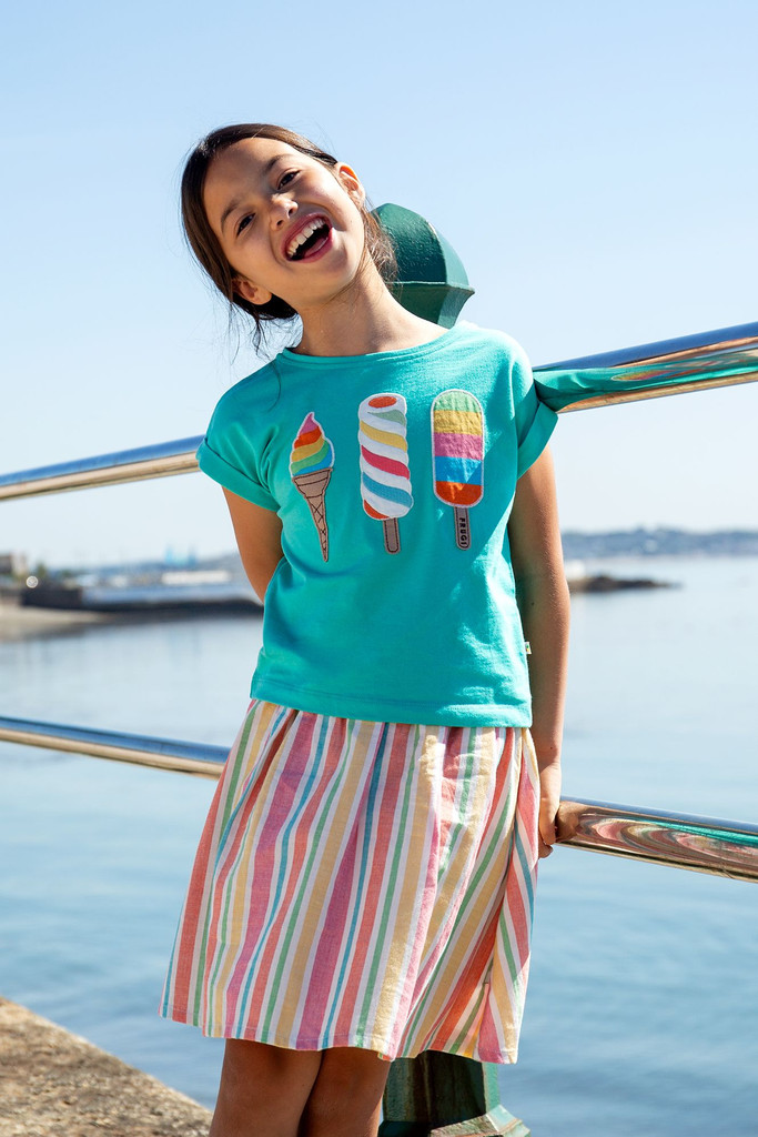 Jessa Jersey T-Shirt - Pacific Aqua / Ice Cream