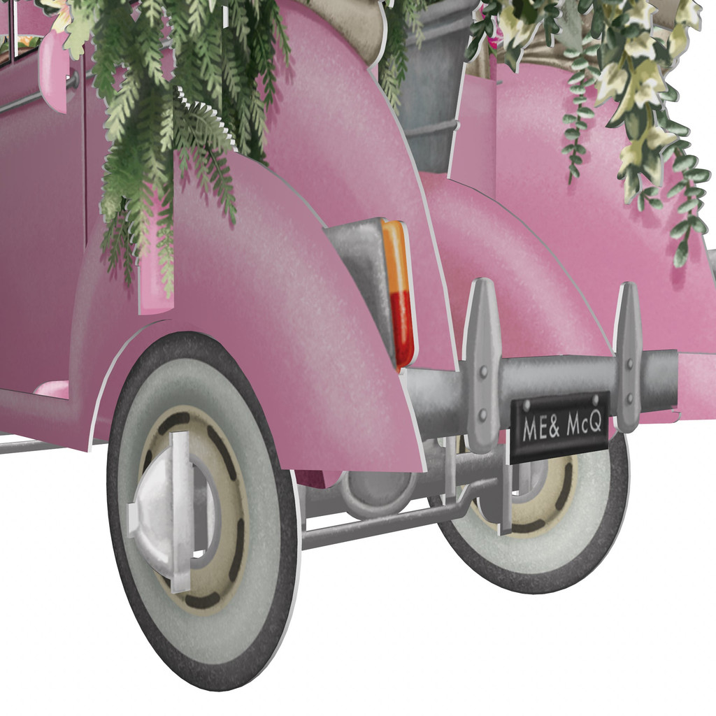 Pink Car Wedding - 3D Pop Up Greetings Card 3D030