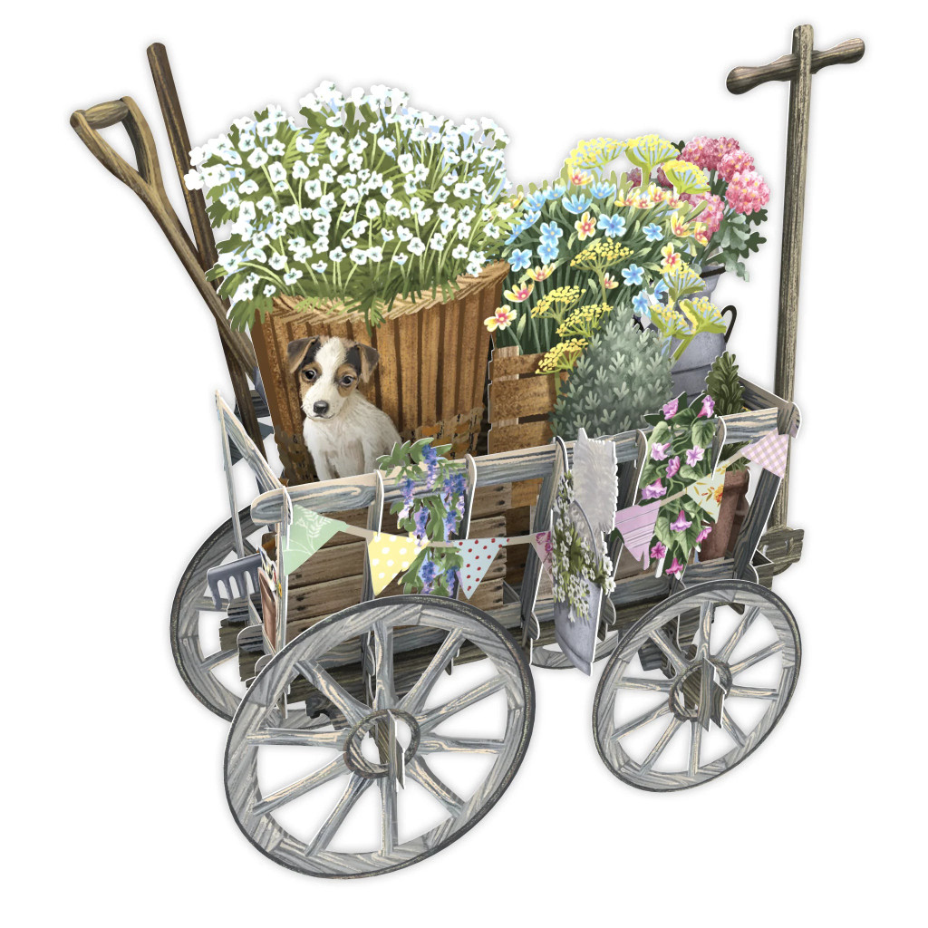 The Goat Cart With Doggies - 3D Pop Up Greetings Card 3D037