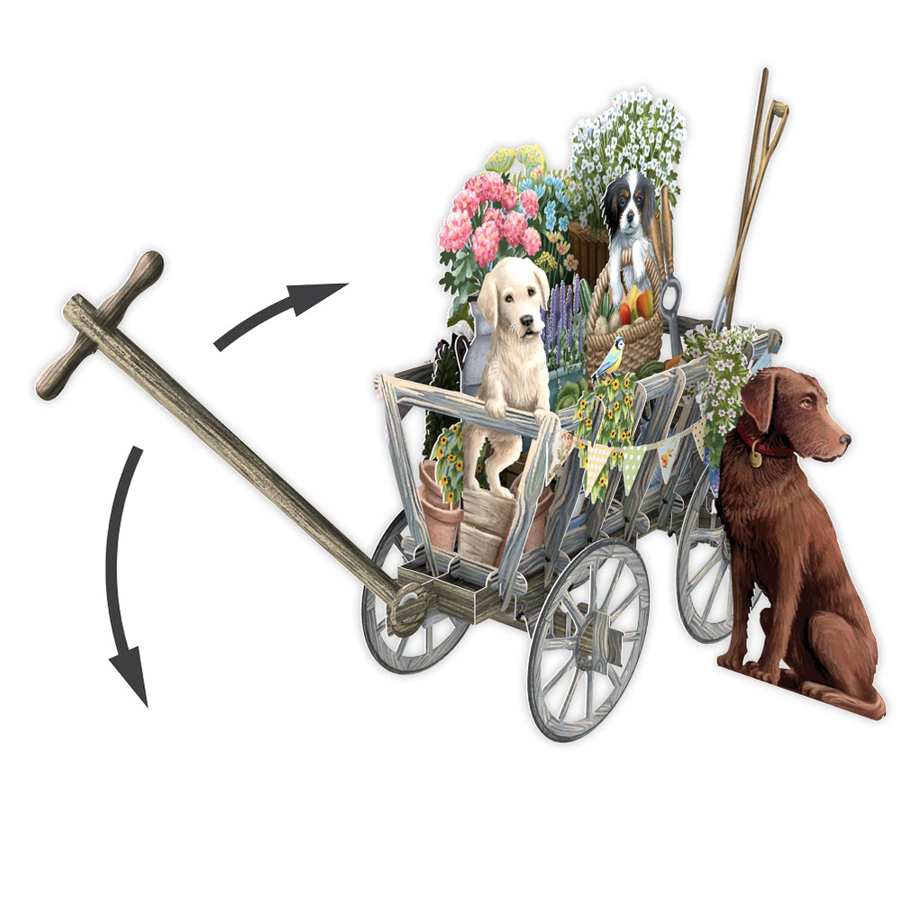 The Goat Cart With Doggies - 3D Pop Up Greetings Card 3D037