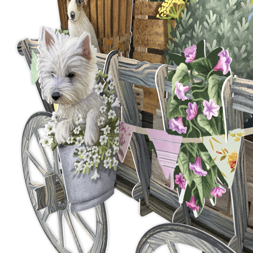 The Goat Cart With Doggies - 3D Pop Up Greetings Card 3D037