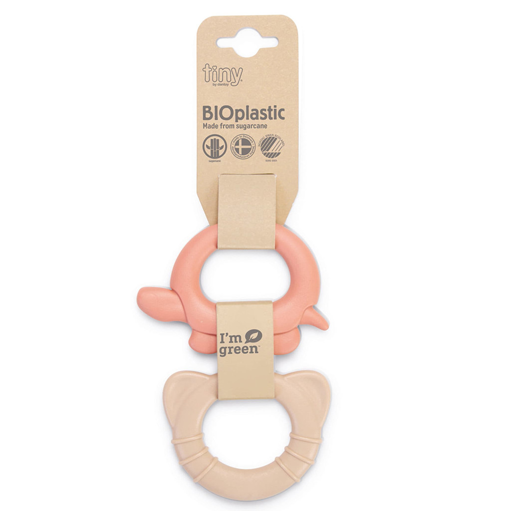 Tiny Bio Teether Ring Pink & Beige