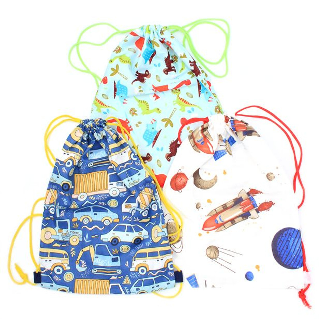 Children's Dinosaur / Space / Vehicle Print Drawstring Bag