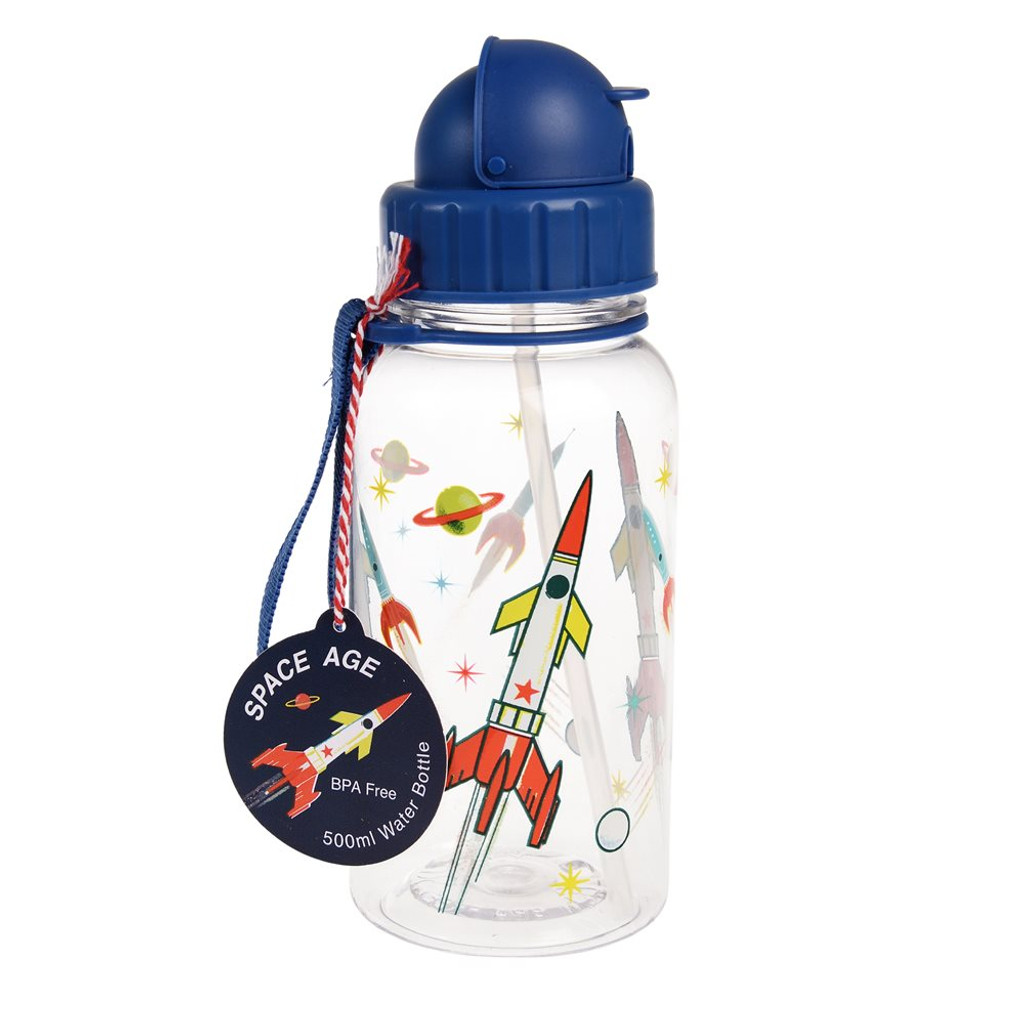 Children's Water Bottle With Straw 500ml - Space Age