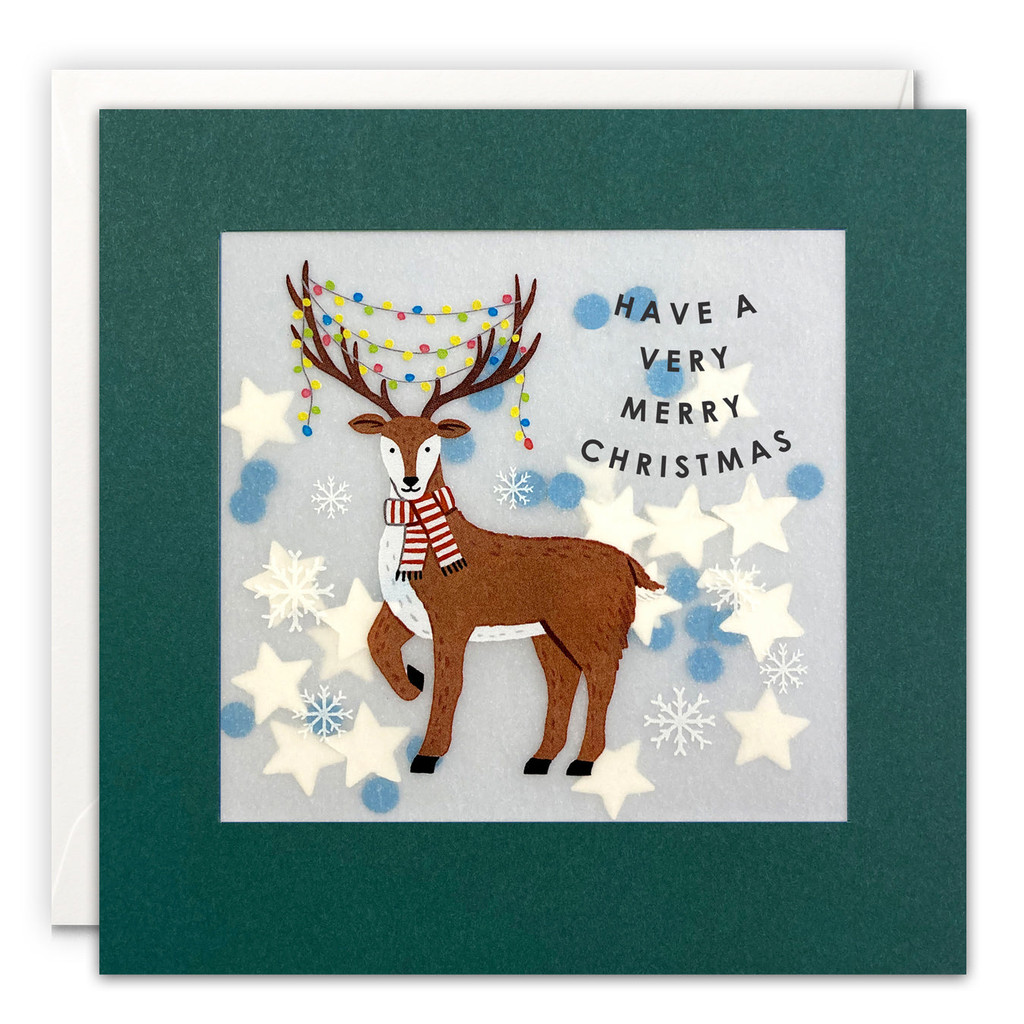 Reindeer with Lights Christmas Paper Shakies Card RPP3978