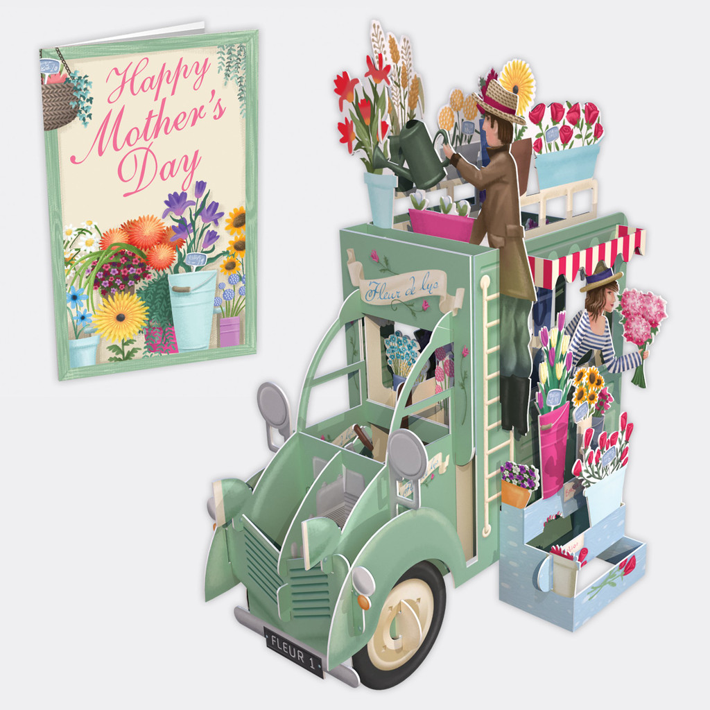 Mother's Day Flower Truck - Top of the World Pop Up Greetings Card 3D004M