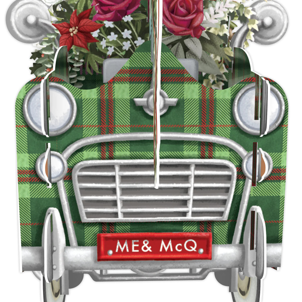 Tartan Car- 3D Christmas Card X3D033