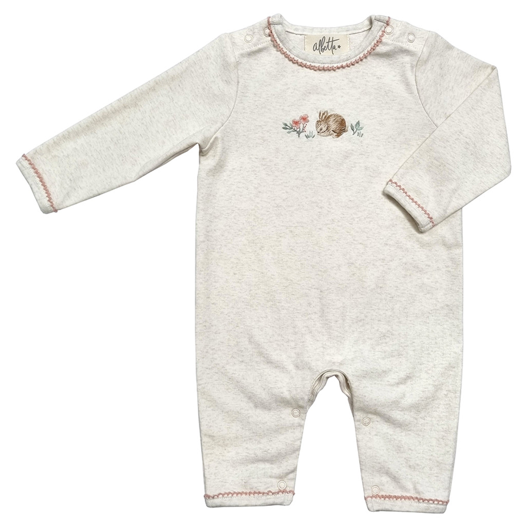 Embroidered Baby Hare Marl Babygrow