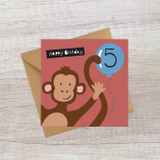 Age 5 Monkey Birthday Card LD164