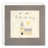 Christening Church Grey Paper Shakies Card PP3349