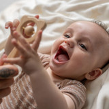 Wooden Teether & Rattle – Blue Grey