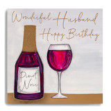 Happy Bday Husband - Bottle/Glass Red Wine MC16