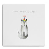 Happy Bithday Silver Fox - Silver Fox with Birthday Hat PKE07