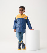 Yellow & Navy Zip-Up Rain Jacket