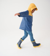 Yellow & Navy Zip-Up Rain Jacket