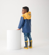 Yellow & Navy Zip-Up Rain Jacket