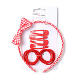 Red Sleepies, Elastics & Gingham Aliceband Set