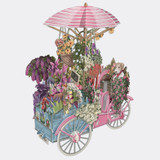 The Flower Seller's Pink Bicycle - 3D Pop Up Greetings Card 3D009