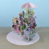 The Flower Seller's Pink Bicycle - 3D Pop Up Greetings Card 3D009